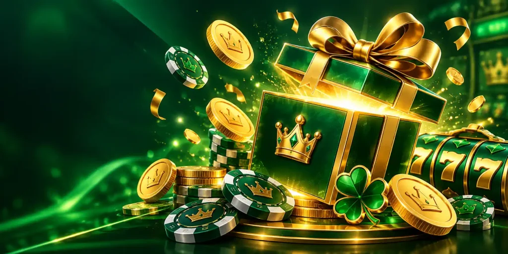 RegalRolls Casino avec une boîte cadeau, des jetons et des pièces pour les promotions