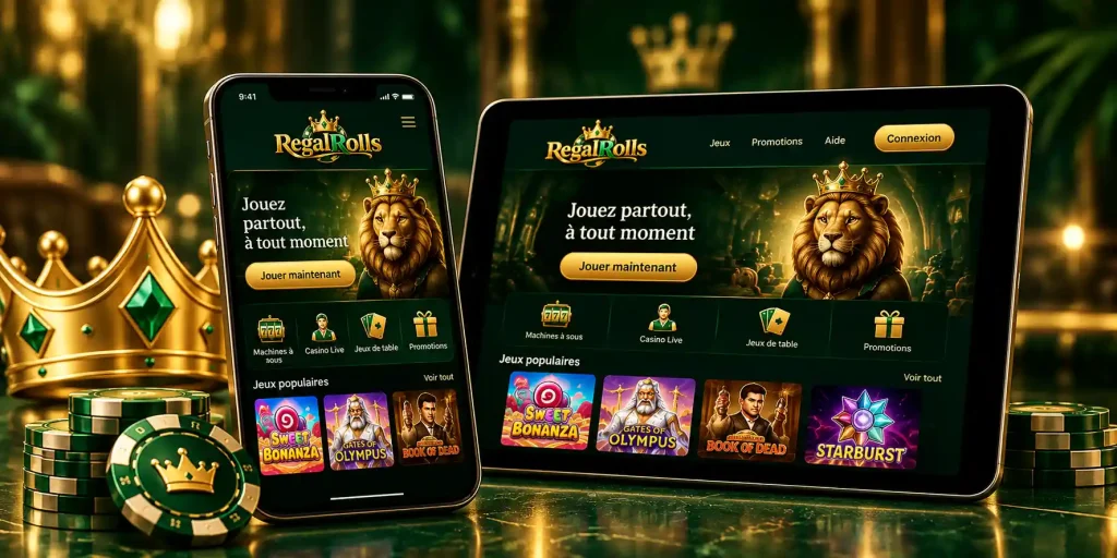 Version mobile de RegalRolls Casino sur smartphone et tablette